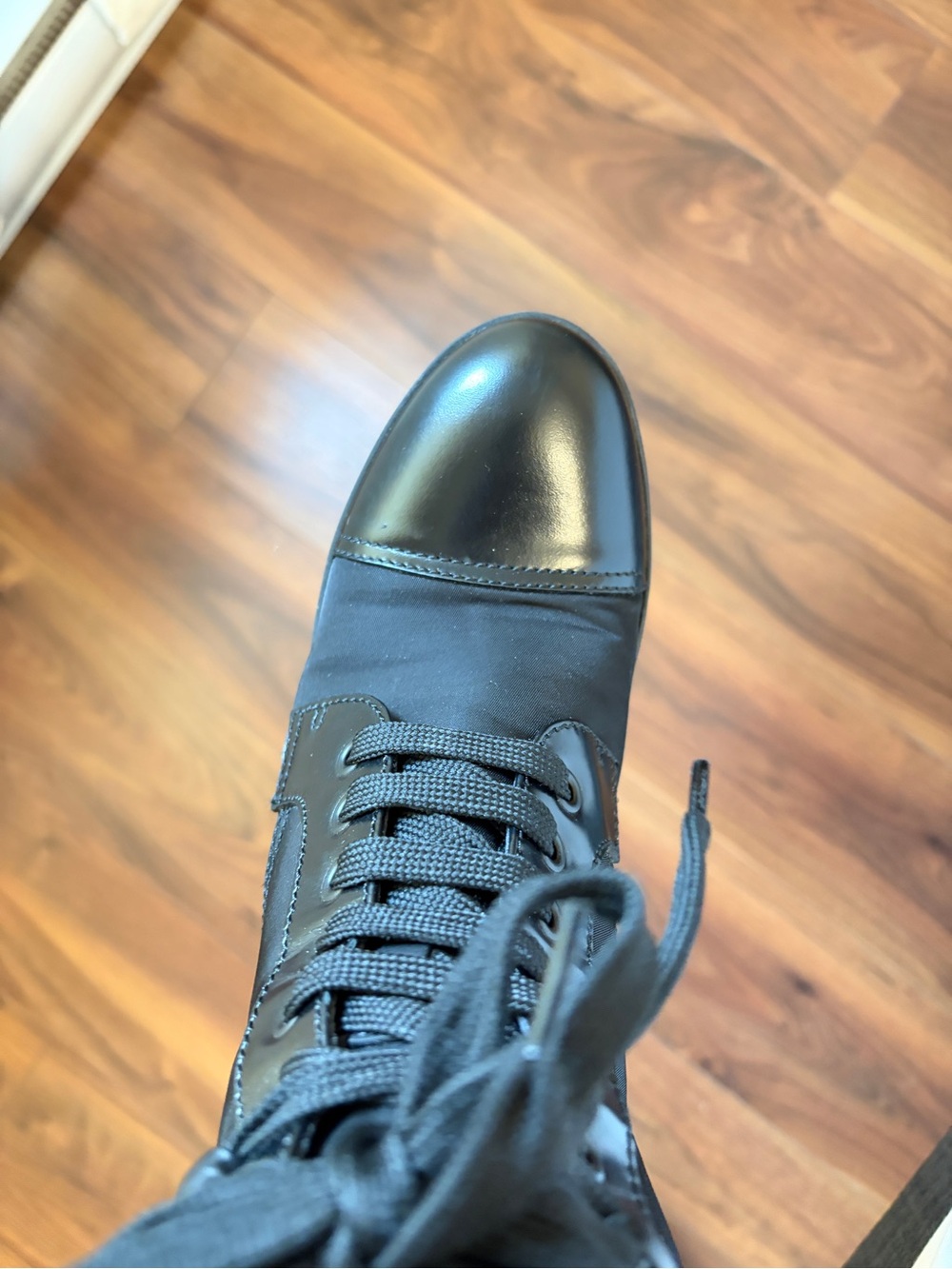 Prada Black Lace-Up Heel Boots with Logo Plaque - Picture 5 of 8
